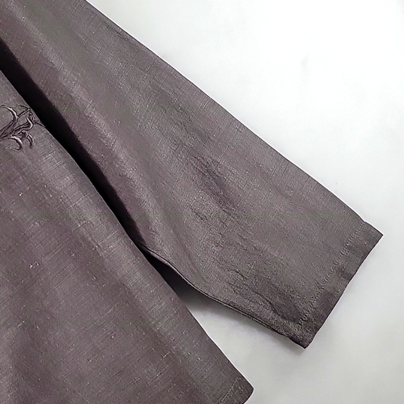 Kathy Ireland Women Button Down Embroidered Linen Blend Top XL - Picture 5 of 7